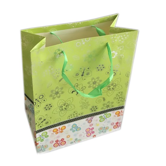 Blumen & Schmetterlinge Thema Grün Geschenktüte - CKK008 - Mytortenland